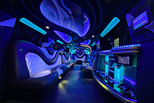 Limousine interiors with bar area